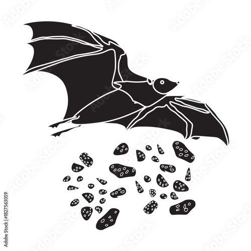 Flying Bat with Droppings glyph icon 
