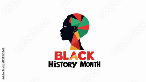 Black History Month logo with a silhouette of a person's head.
