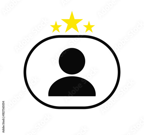 Vector illustration of people and stars icons for employee awards, customer satisfaction, success.