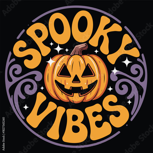 Spooky vibes a Halloween T shirt design .