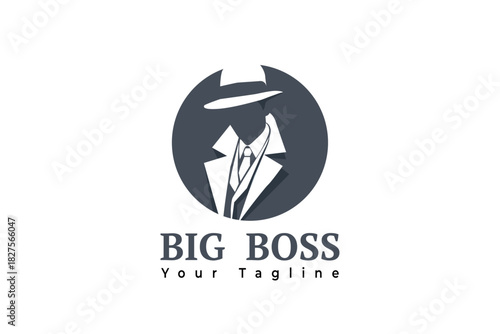 gentleman silhouette logo with suit and hat design illustration