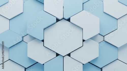 Hexagon Harmony Serene Abstract Blue and White Tile Pattern.