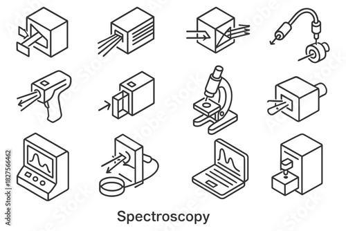 Spectroscopy instruments: diagrams of advanced analysis tools and techniques.