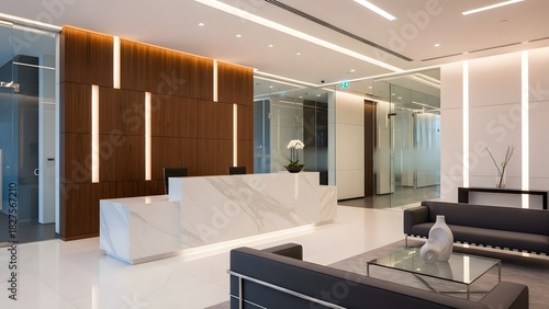 Wallpaper Mural Modern Office Interior with Elegant Reception Area and Lighting Torontodigital.ca