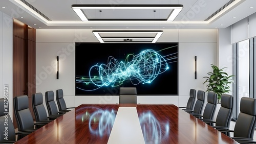 Wallpaper Mural Modern Conference Room with Digital Display and Professional Furniture Torontodigital.ca