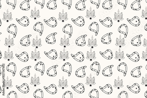 Elegant traditional Indian seamless pattern featuring ornate linework and regal gold accents, perfect for luxury weddings, cultural events, and festive décor.