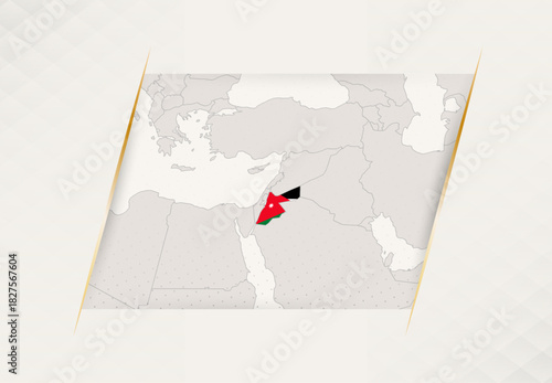 Jordan Country Map Featuring National Flag Colors.