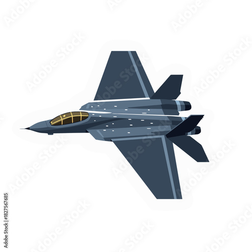 Dark Blue Stealth Fighter Jet Aircraft in Pixel Art Style Flying Against a Black Background.
