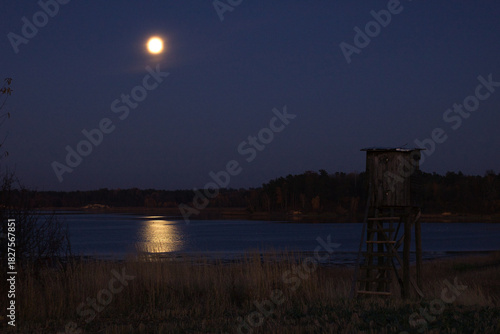 moon over the river, observation tower
