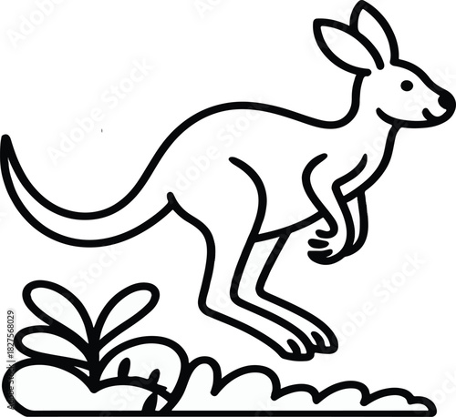 Kangaroo vector illustration jumping with powerful legs and long tail on a white background