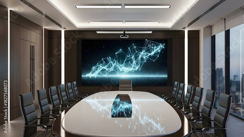 Wallpaper Mural Modern Conference Room with Digital Display and Futuristic Design Torontodigital.ca