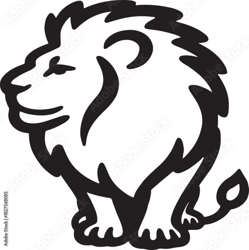 Lion vector illustration of a majestic wild cat with a flowing mane in a dynamic pose