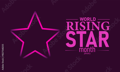 World Rising Star Month Poster Banner and Background Design Template Featuring Shining Star Icon Abstract Light Rays and Achievement Celebration Theme for Motivation Success and Talent Recognition