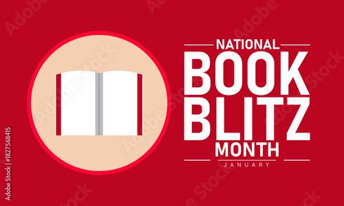 Book Blitz Month Poster Banner and Background Design Template Featuring Stacked Books Open Book Illustration and Reading Icons for Literary Celebration, Reading Challenge, and Educational Awareness Th