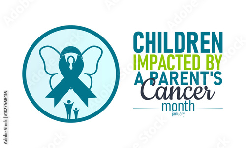 Children Impacted by a Parents Cancer Month Poster Banner and Background Design Template Featuring Child and Ribbon Illustration for Emotional Support, Family Awareness, and Cancer Care Advocacy