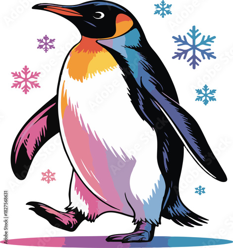 Penguin vector illustration in a charming cartoon style depicting a cute arctic bird