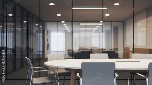 Modern Conference Room with Glass Walls and Minimalist Design