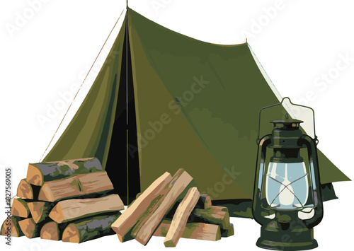 Tourist camping tent isolated on a clean white background
