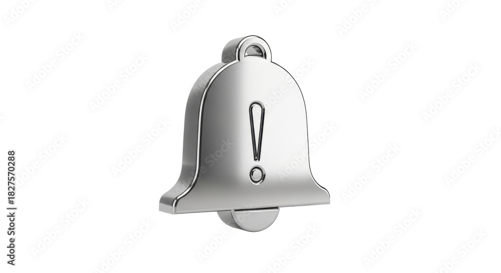 Obraz premium 3d notification icon silver isolated on white background