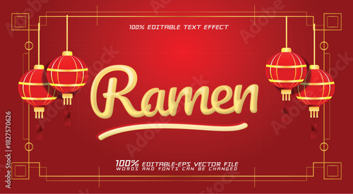ramen food 3d style text effect	
