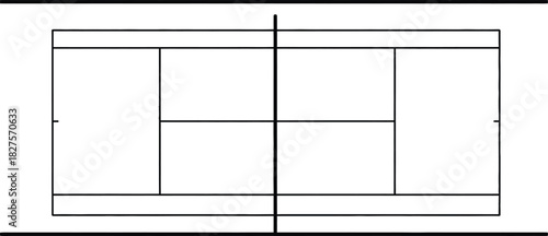 Clean and precise vector illustration of a standard tennis court layout, perfect for sports graphic design, game development, and architectural diagrams