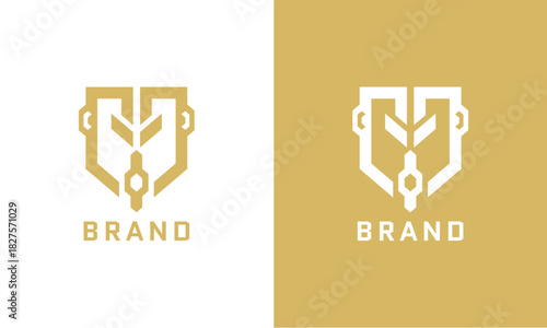 A strong geometric shield monogram featuring a stylized pen nib at its center, blending authority and creativity. Perfect for education, legal firms, writing services, publishing, consultancy, or prem