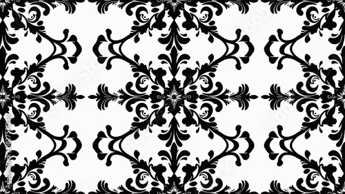Antique-inspired baroque pattern showcasing detailed floral medallions and curling vines in a harmonious symmetrical layout