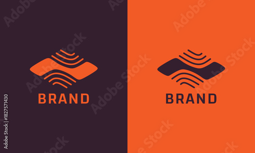 A modern abstract wave-signal logo featuring smooth curved lines forming a clean, minimal, tech-inspired emblem. Ideal for technology companies, wireless communication services, audio brands, digital 