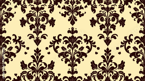 Damask seamless pattern element with brush strokes. Vintage classical old fashioned damask ornament, seamless texture for wallpapers, textile.