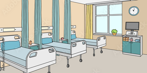 Hospital ward graphic color interior sketch illustration vector 