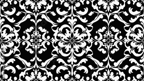 Seamless black damask pattern