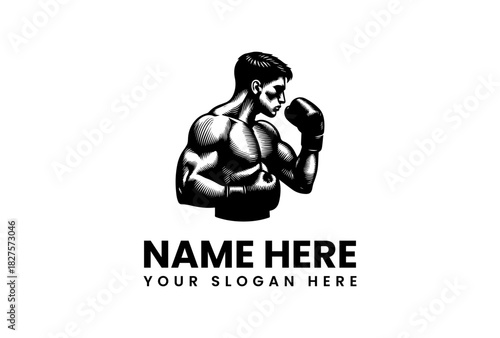 Boxing Champ Logo Vector Illustration Silhouette Design for Fitness and Sports Branding
