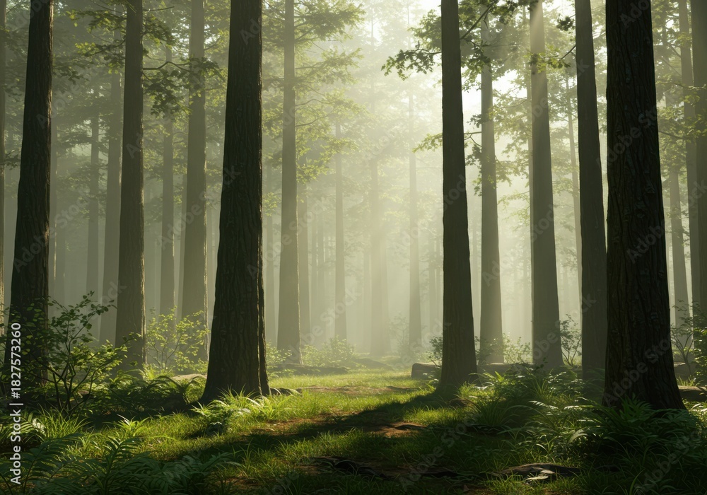 Fototapeta premium misty morning in the forest