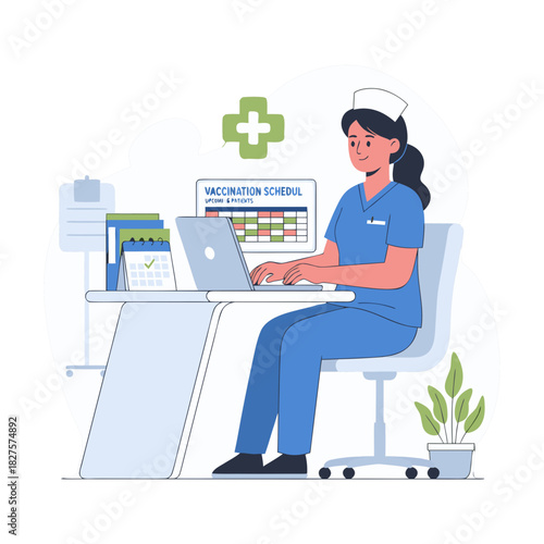 Cuadro en lienzo Healthcare Coordinator Adjusting Online Appointment Calendars Using A Laptop In