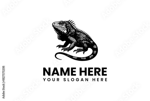 Vector illustration of an iguana reptile logo for business brand, available in 