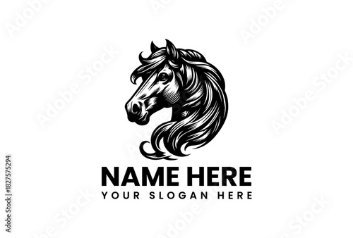 Powerful Horse Head Vector Logo Illustration for Sale - A Majestic Emblem