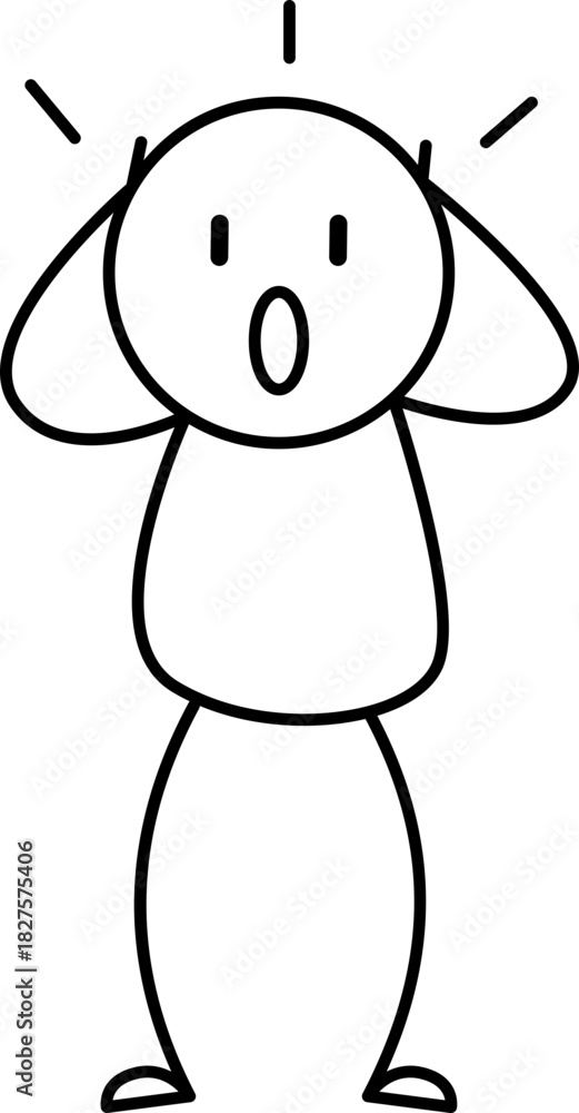 Fototapeta premium Stick figure character shock gesture
