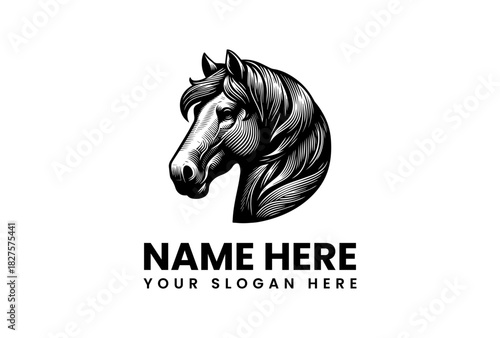 Majestic Stallion Detailed Horse Head Vector Logo Illustration