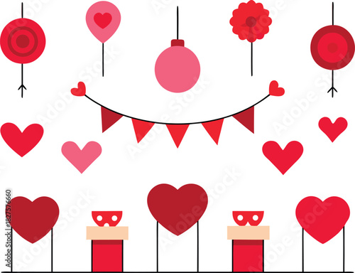 Vector valentine's day decorations bundle scalable illustration for festive design elements