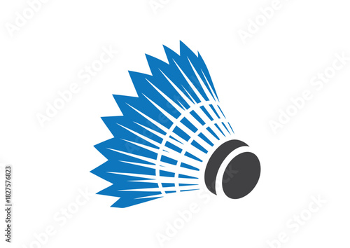 Dynamic blue badminton shuttlecock soaring high on white background for energetic sport concepts and fitness campaigns, promoting active lifestyles