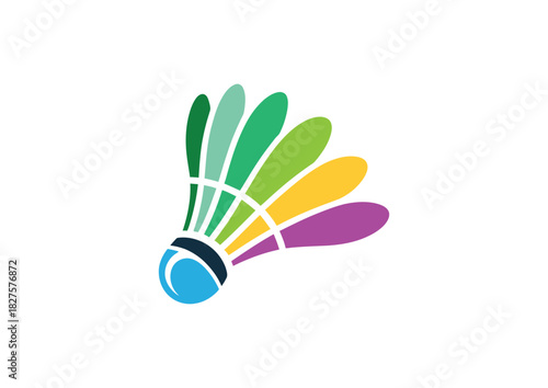 Dynamic badminton shuttlecock design with vibrant colors for sports branding and athletic visuals that bring energy to any campaign or logo creation