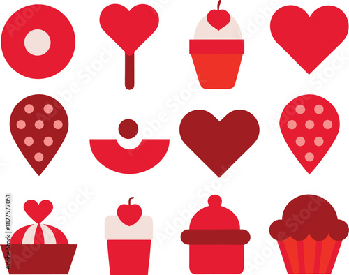 Valentine's sweet desserts vector icon bundle 30 scalable graphics for romantic designs