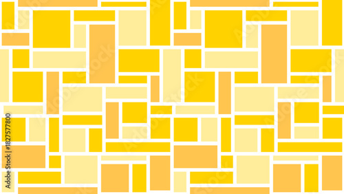 Geometric block pattern featuring various yellow and pastel rectangles arranged in a mosaic layout, creating a modern and energetic visual style suitable for backgrounds, packaging