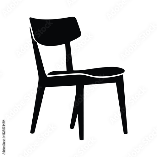 Modern Dining Chair Icon Vector, Minimalist Designer Furniture Silhouette, Interior Decor and Seating