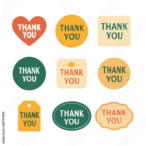 Vector Thankyou Label Set Of Minimal Illustration Stickers And Badges For Social Media Posts And Online Shops