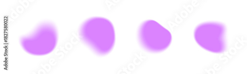 Violet gradient abstract blur shape on white background with soft aura mesh and neon glow effect. Fluid watercolor pastel design of translucent light elements and radiant aurora blend