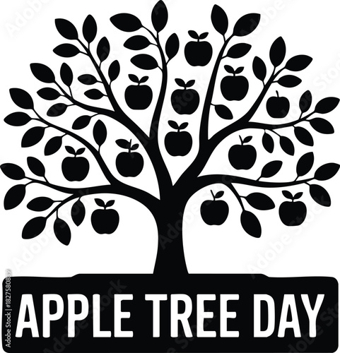 Apple Tree Day Black Silhouette Graphic, Apple Tree Day (January 6th).