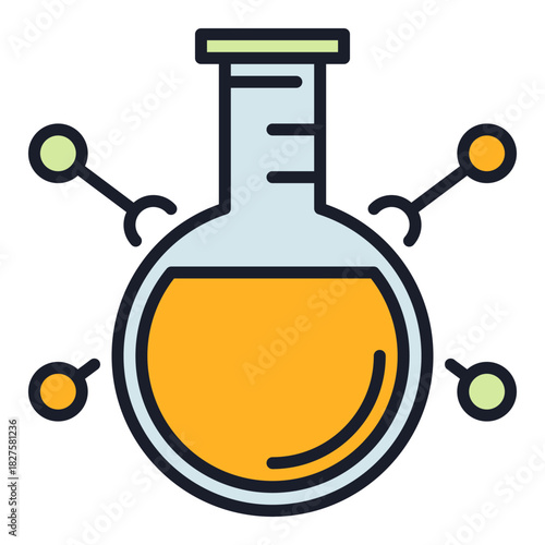 Round Flask and molecular formula vector Education colored icon or logo element