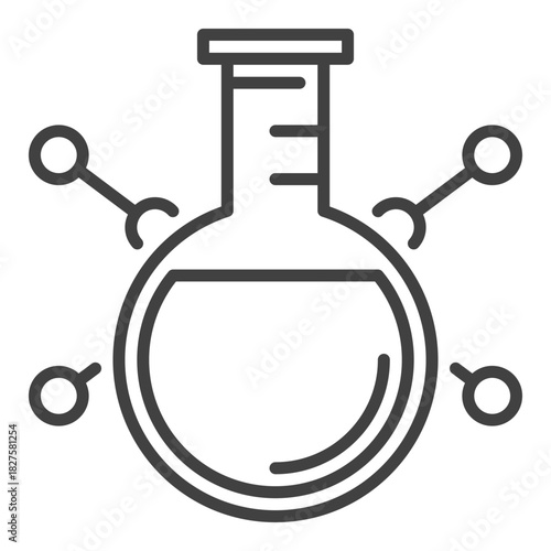 Round Flask and molecular formula vector Education linear icon or symbol