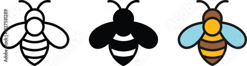 Stylized line art graphic of small flying insect featuring antenna body wings and stripes vector symbol illustration